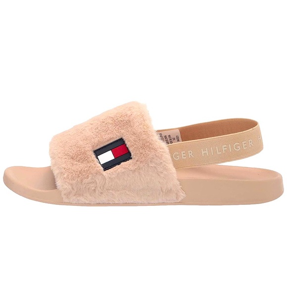 [#1014] TOMMY HILFIGER | twHahna Faux Fur Slingback Sandals | Taupe | 10 - Picture 4 of 9